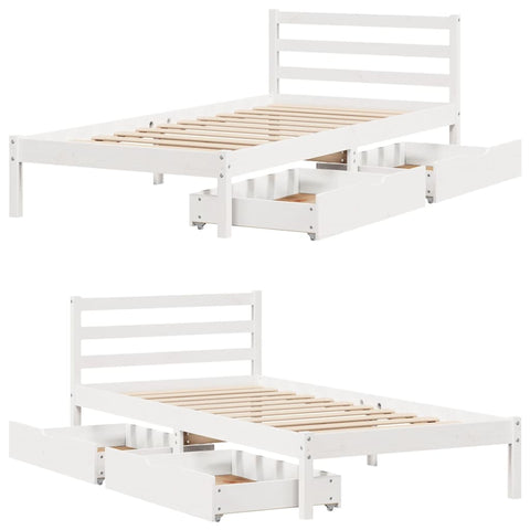 vidaXL Bed Frame without Mattress White 90x190 cm Single Solid Wood Pine