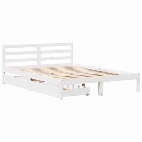 vidaXL Bed Frame without Mattress White 135x190 cm Double Solid Wood Pine