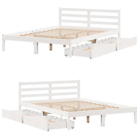 vidaXL Bed Frame without Mattress White 135x190 cm Double Solid Wood Pine