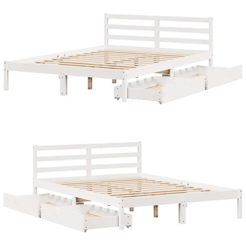 vidaXL Bed Frame without Mattress White 140x190 cm Solid Wood Pine