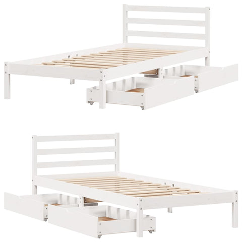 vidaXL Bed Frame without Mattress White 100x200 cm Solid Wood Pine