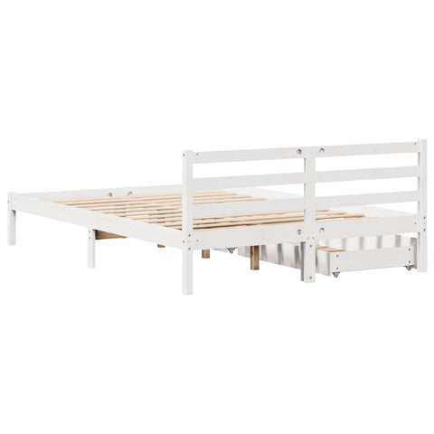 vidaXL Bed Frame without Mattress White 150x200 cm King Size Solid Wood Pine