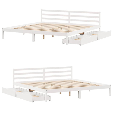vidaXL Bed Frame without Mattress White 180x200 cm Super King Solid Wood Pine