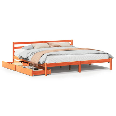 vidaXL Bed Frame without Mattress Wax Brown 200x200 cm Solid Wood Pine