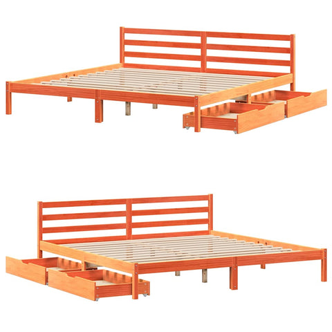 vidaXL Bed Frame without Mattress Wax Brown 200x200 cm Solid Wood Pine