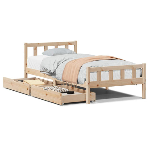 vidaXL Bed Frame without Mattress 90x190 cm Single Solid Wood Pine
