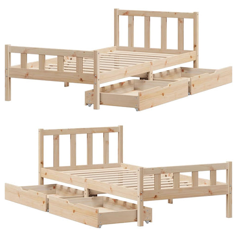 vidaXL Bed Frame without Mattress 90x190 cm Single Solid Wood Pine