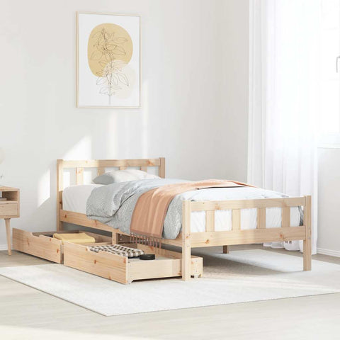 vidaXL Bed Frame without Mattress 90x190 cm Single Solid Wood Pine