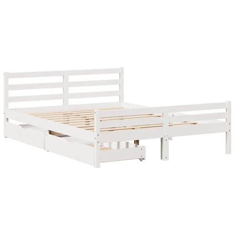 vidaXL Bed Frame without Mattress White 150x200 cm King Size Solid Wood Pine
