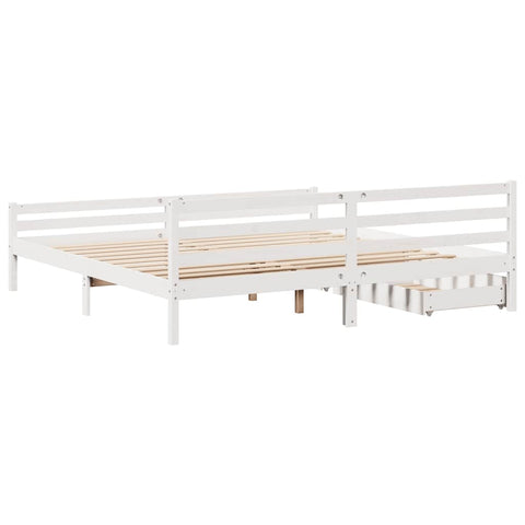 vidaXL Bed Frame without Mattress White 200x200 cm Solid Wood Pine