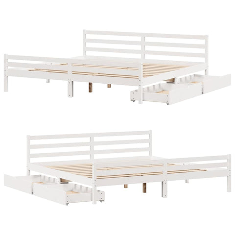vidaXL Bed Frame without Mattress White 200x200 cm Solid Wood Pine