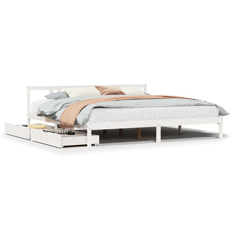 vidaXL Bed Frame without Mattress White 200x200 cm Solid Wood Pine