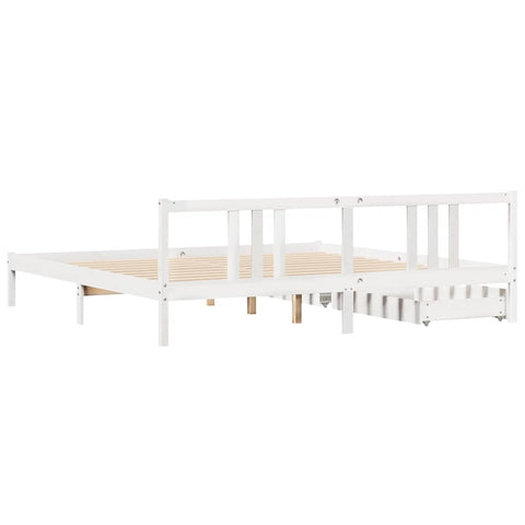 vidaXL Bed Frame without Mattress White 200x200 cm Solid Wood Pine