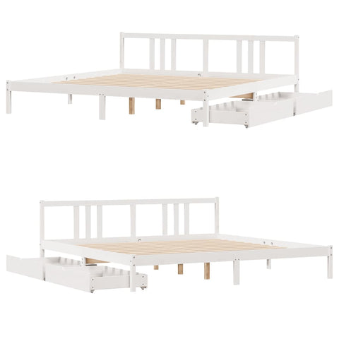 vidaXL Bed Frame without Mattress White 200x200 cm Solid Wood Pine