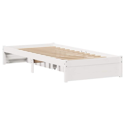 vidaXL Bed Frame without Mattress White 75x190 cm Small Single Solid Wood Pine