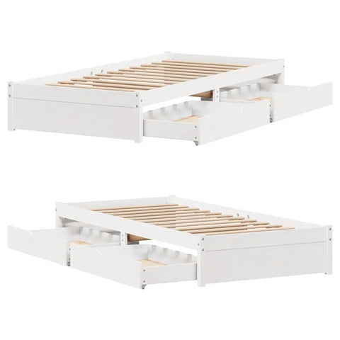 vidaXL Bed Frame without Mattress White 75x190 cm Small Single Solid Wood Pine