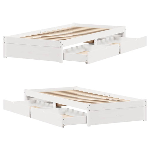 vidaXL Bed Frame without Mattress White 100x200 cm Solid Wood Pine