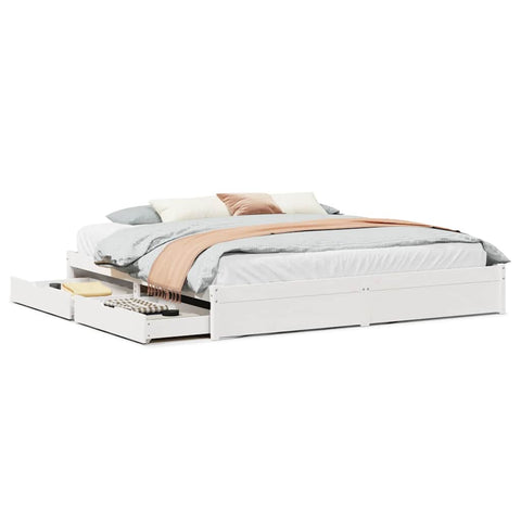 vidaXL Bed Frame without Mattress White 180x200 cm Super King Solid Wood Pine