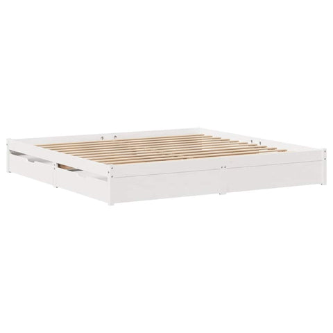 vidaXL Bed Frame without Mattress White 180x200 cm Super King Solid Wood Pine