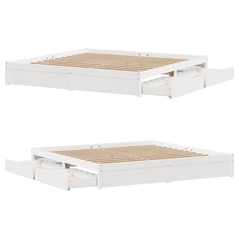 vidaXL Bed Frame without Mattress White 180x200 cm Super King Solid Wood Pine