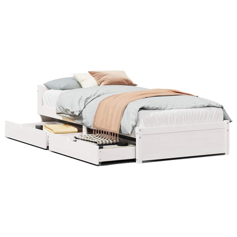 vidaXL Bed Frame without Mattress White 90x190 cm Single Solid Wood Pine