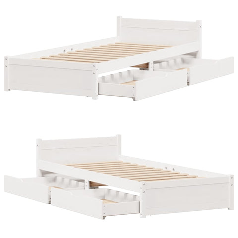 vidaXL Bed Frame without Mattress White 90x190 cm Single Solid Wood Pine