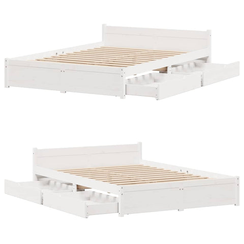 vidaXL Bed Frame without Mattress White 120x190 cm Small Double Solid Wood Pine