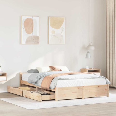 vidaXL Bed Frame without Mattress 135x190 cm Double Solid Wood Pine