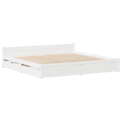 vidaXL Bed Frame without Mattress White 135x190 cm Double Solid Wood Pine
