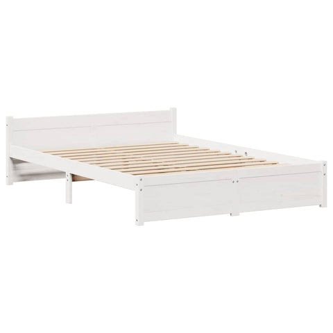 vidaXL Bed Frame without Mattress White 135x190 cm Double Solid Wood Pine