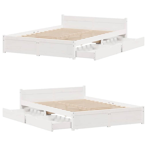 vidaXL Bed Frame without Mattress White 135x190 cm Double Solid Wood Pine