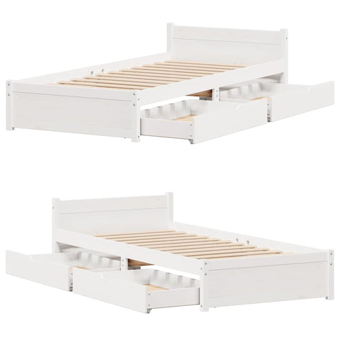 vidaXL Bed Frame without Mattress White 90x200 cm Solid Wood Pine