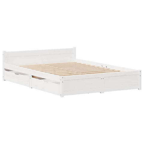 vidaXL Bed Frame without Mattress White 140x200 cm Solid Wood Pine