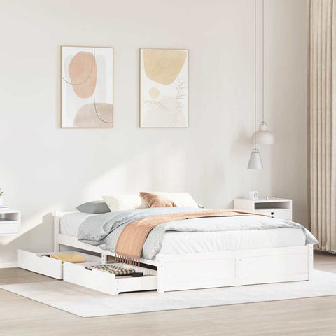 vidaXL Bed Frame without Mattress White 140x200 cm Solid Wood Pine