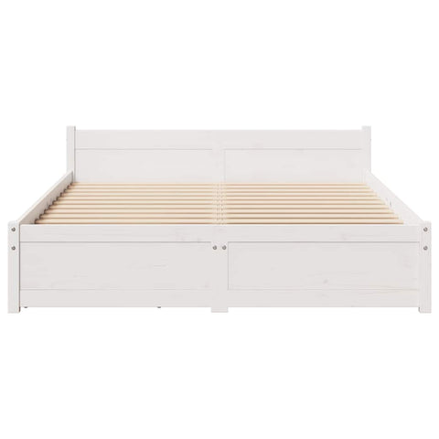 vidaXL Bed Frame without Mattress White 150x200 cm King Size Solid Wood Pine