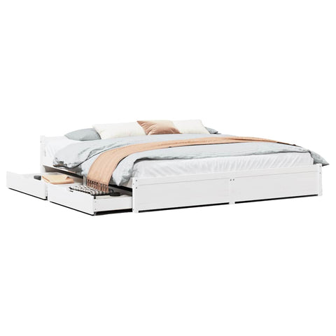 vidaXL Bed Frame without Mattress White 200x200 cm Solid Wood Pine