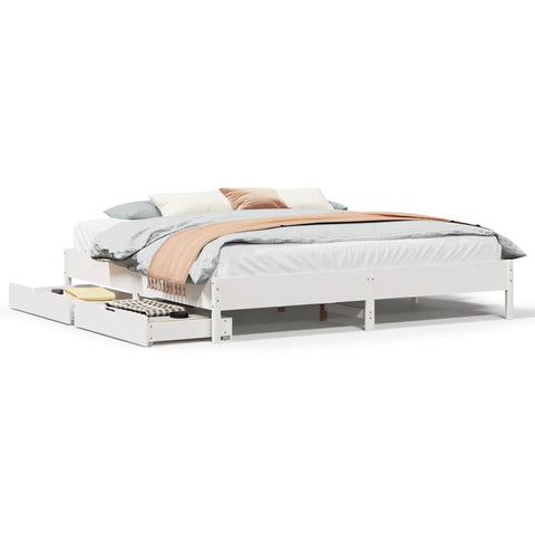 vidaXL Bed Frame without Mattress White 200x200 cm Solid Wood Pine