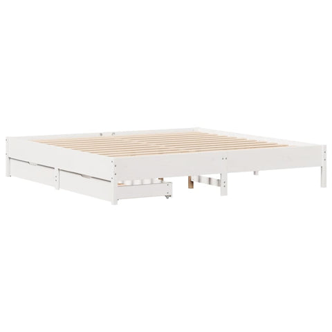 vidaXL Bed Frame without Mattress White 200x200 cm Solid Wood Pine