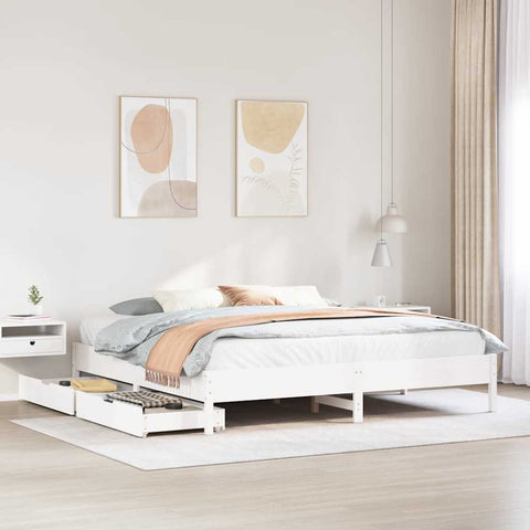 vidaXL Bed Frame without Mattress White 200x200 cm Solid Wood Pine