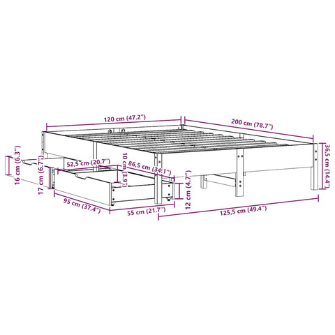 vidaXL Bed Frame without Mattress White 120x200 cm Solid Wood Pine