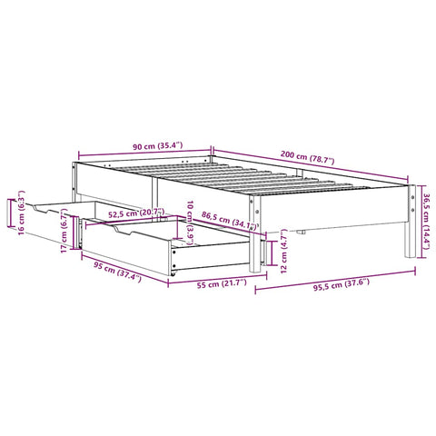 vidaXL Bed Frame without Mattress White 90x200 cm Solid Wood Pine