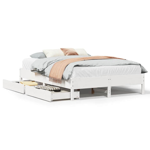 vidaXL Bed Frame without Mattress White 140x190 cm Solid Wood Pine
