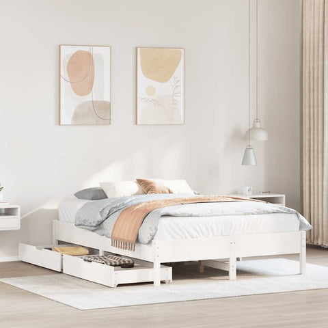 vidaXL Bed Frame without Mattress White 140x190 cm Solid Wood Pine