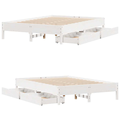 vidaXL Bed Frame without Mattress White 120x190 cm Small Double Solid Wood Pine
