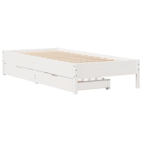 vidaXL Bed Frame without Mattress White 75x190 cm Small Single Solid Wood Pine