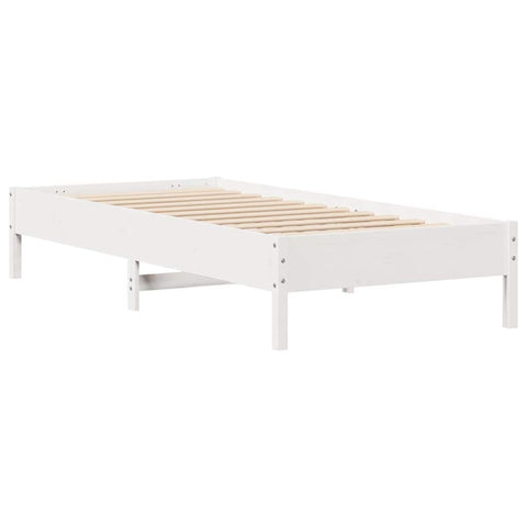 vidaXL Bed Frame without Mattress White 75x190 cm Small Single Solid Wood Pine