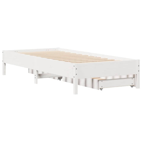 vidaXL Bed Frame without Mattress White 75x190 cm Small Single Solid Wood Pine