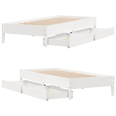 vidaXL Bed Frame without Mattress White 75x190 cm Small Single Solid Wood Pine