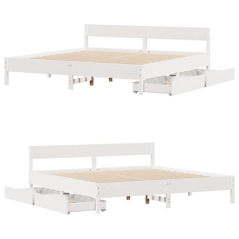 vidaXL Bed Frame without Mattress White 200x200 cm Solid Wood Pine