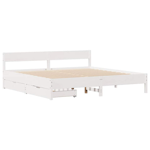 vidaXL Bed Frame without Mattress White 180x200 cm Super King Solid Wood Pine